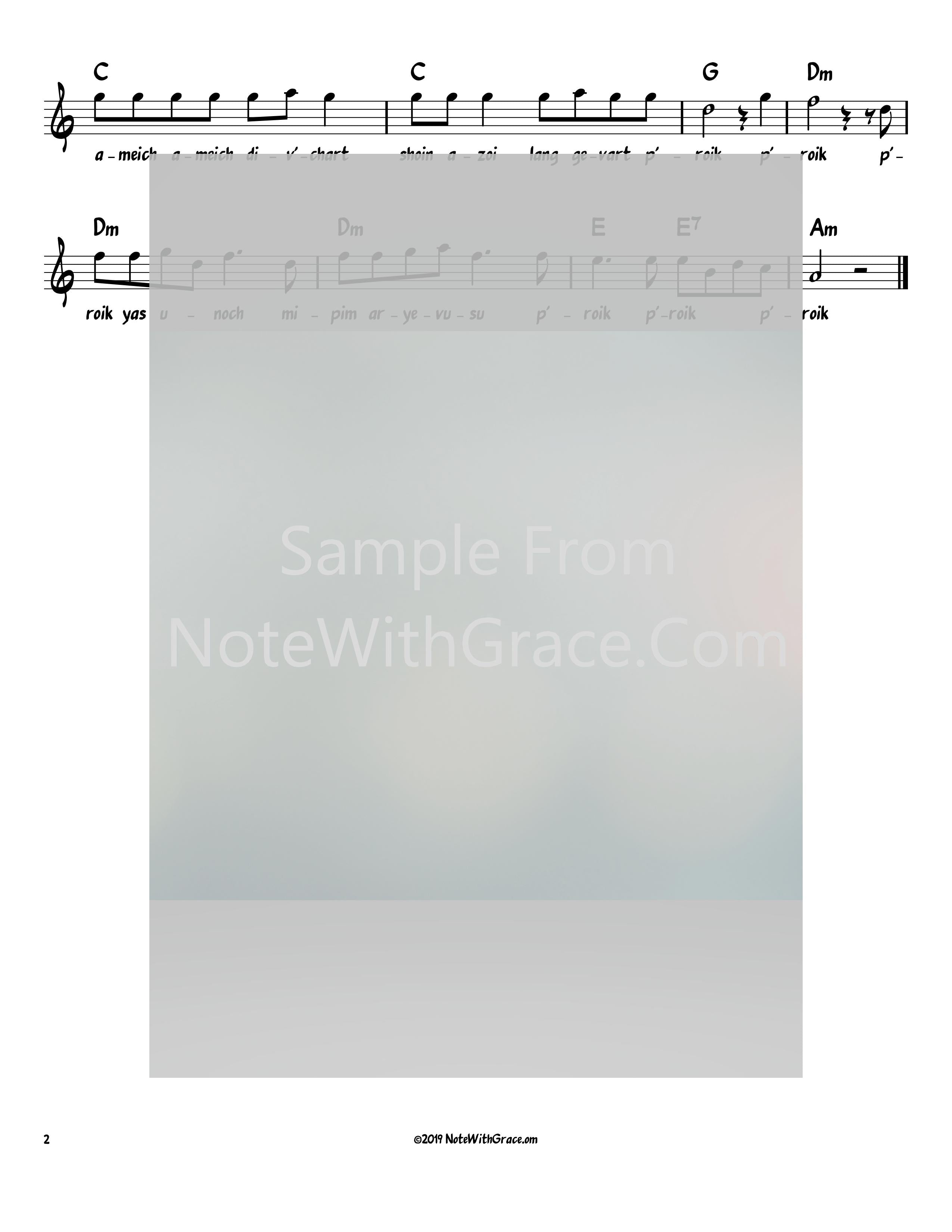Proik Lead Sheet (Menachem Moskowitz) Album: Shmoi Shel Melech-Sheet music-NoteWithGrace.com