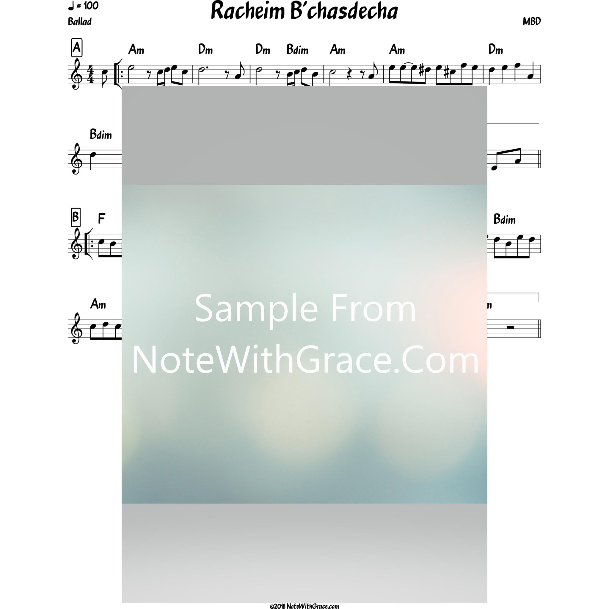 Racheim B'chasdecha Lead Sheet (MBD) Album Solid MBD-Sheet music-NoteWithGrace.com