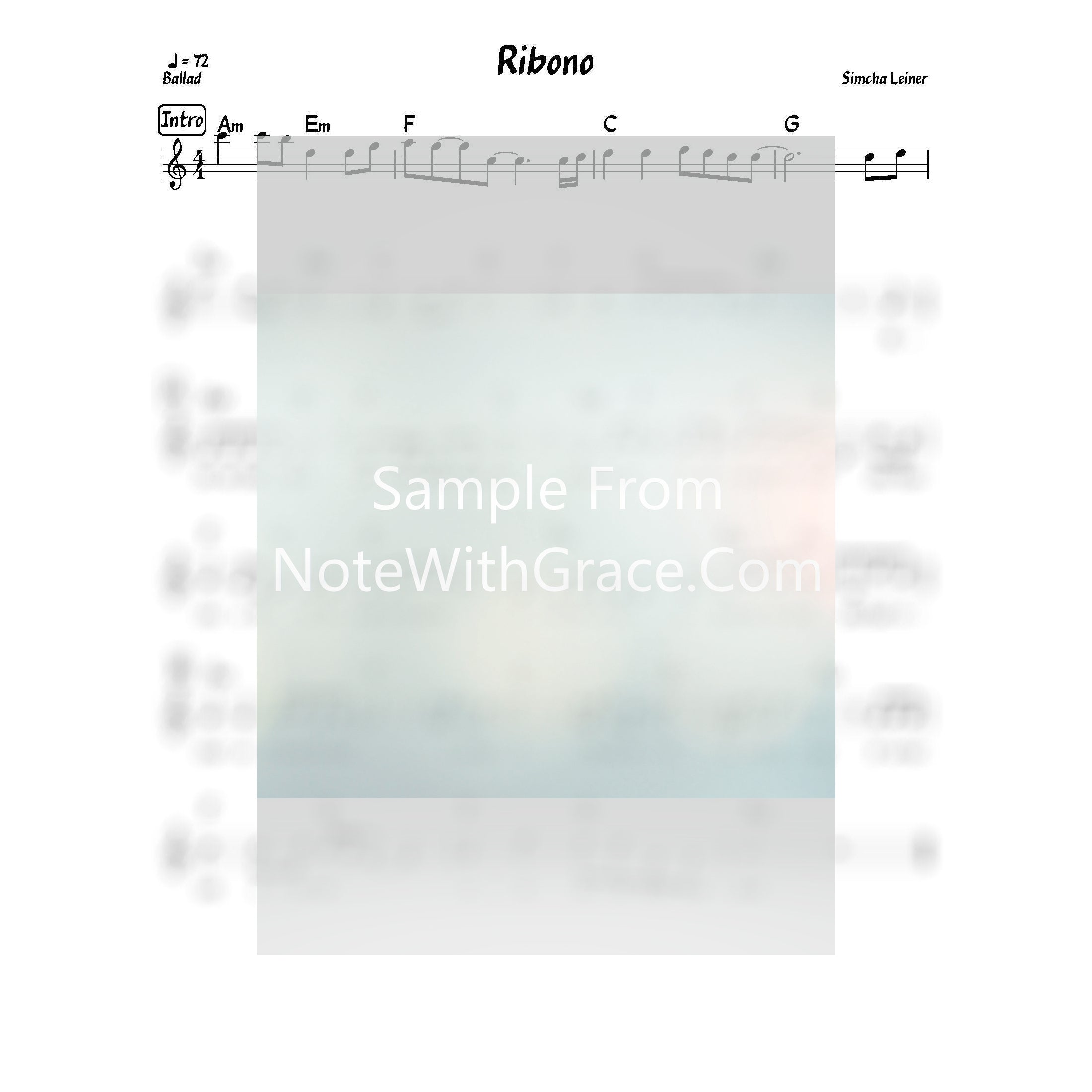 Ribono Lead Sheet (Simchah Leiner) Album: Merakeid-Sheet music-NoteWithGrace.com