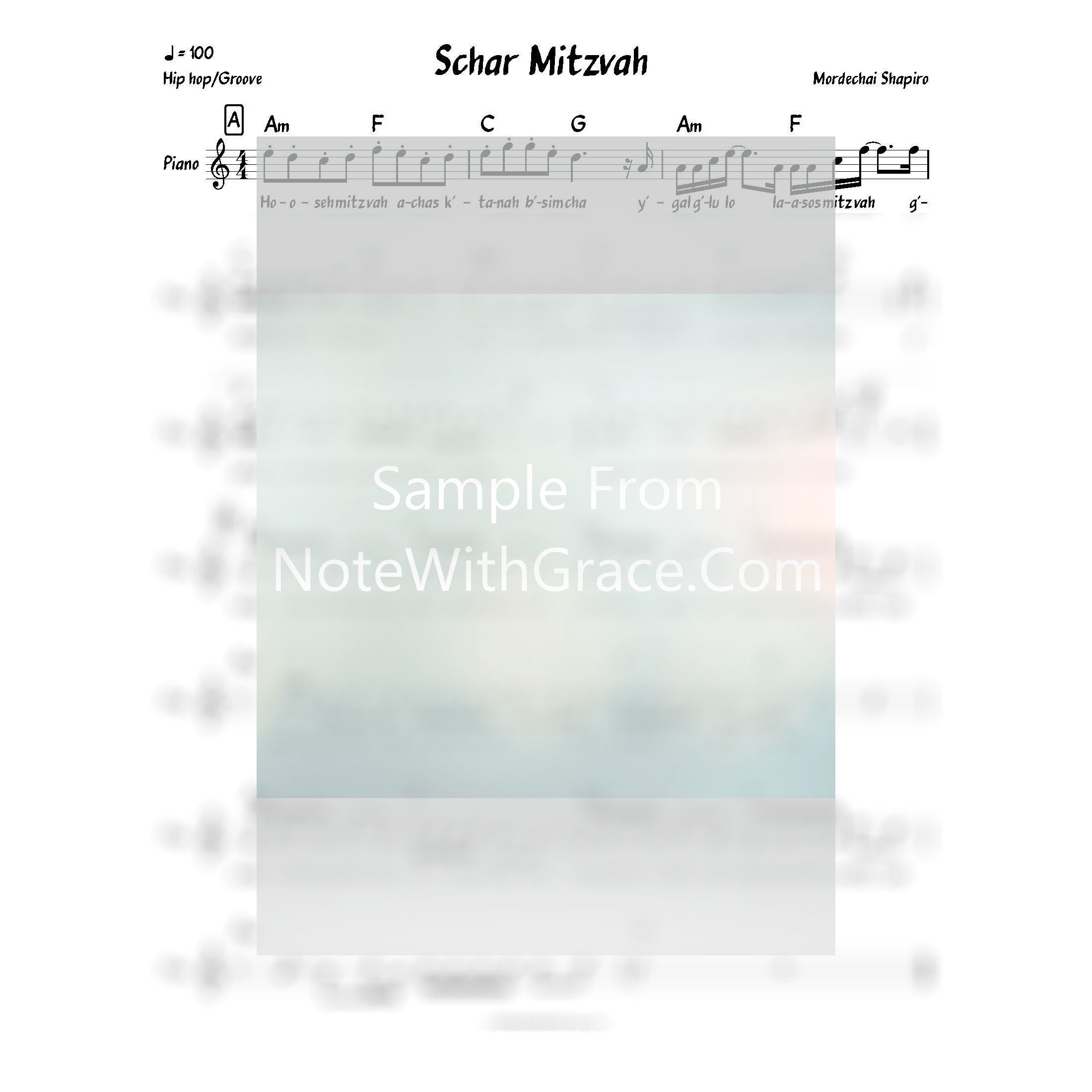Schar Mitzvah (Mordechai Shapiro) Album: Kol Haderech-Sheet music-NoteWithGrace.com