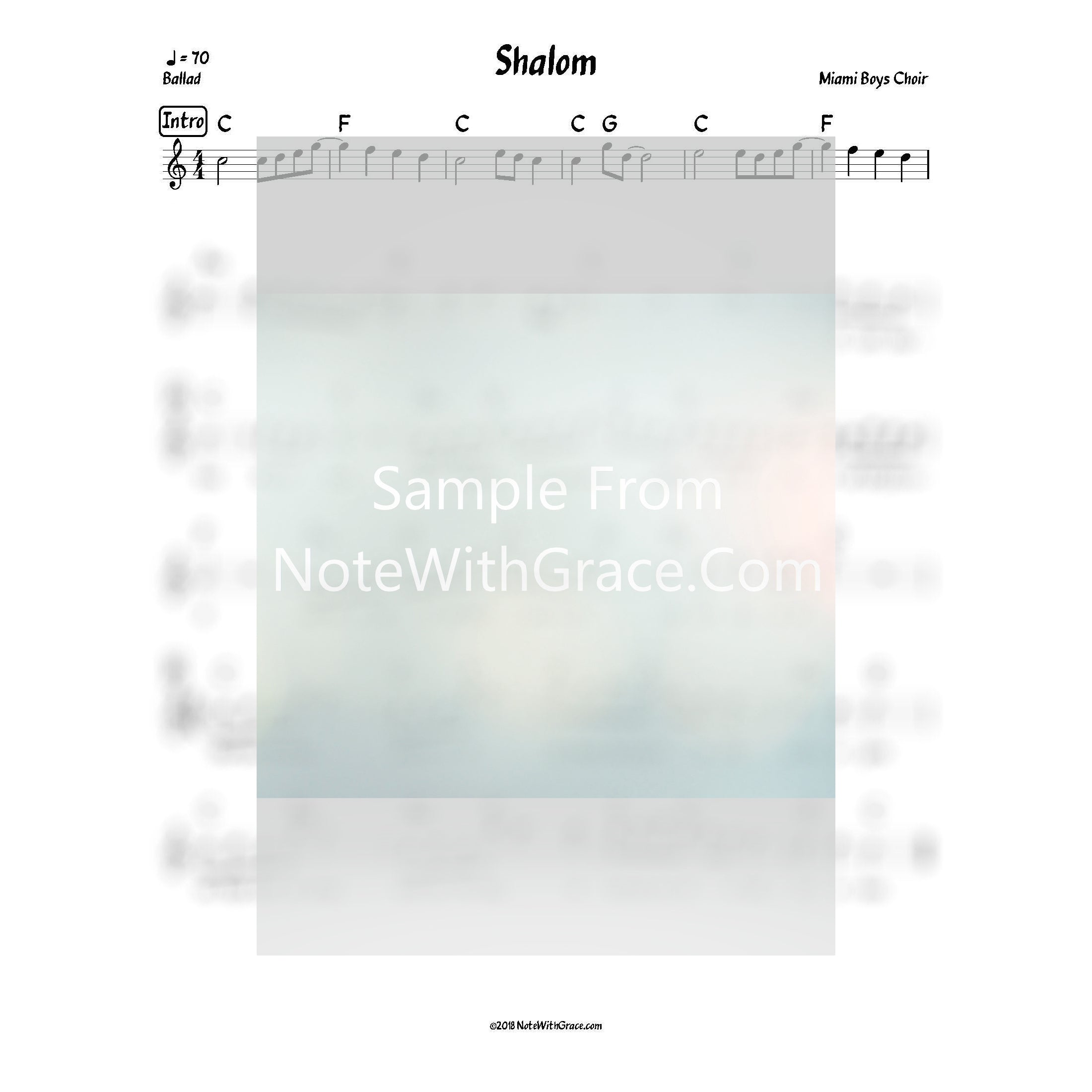 Shalom Lead Sheet (Yerachmiel Begun/Miami Boys Choir) Album: Forever 2018-Sheet music-NoteWithGrace.com