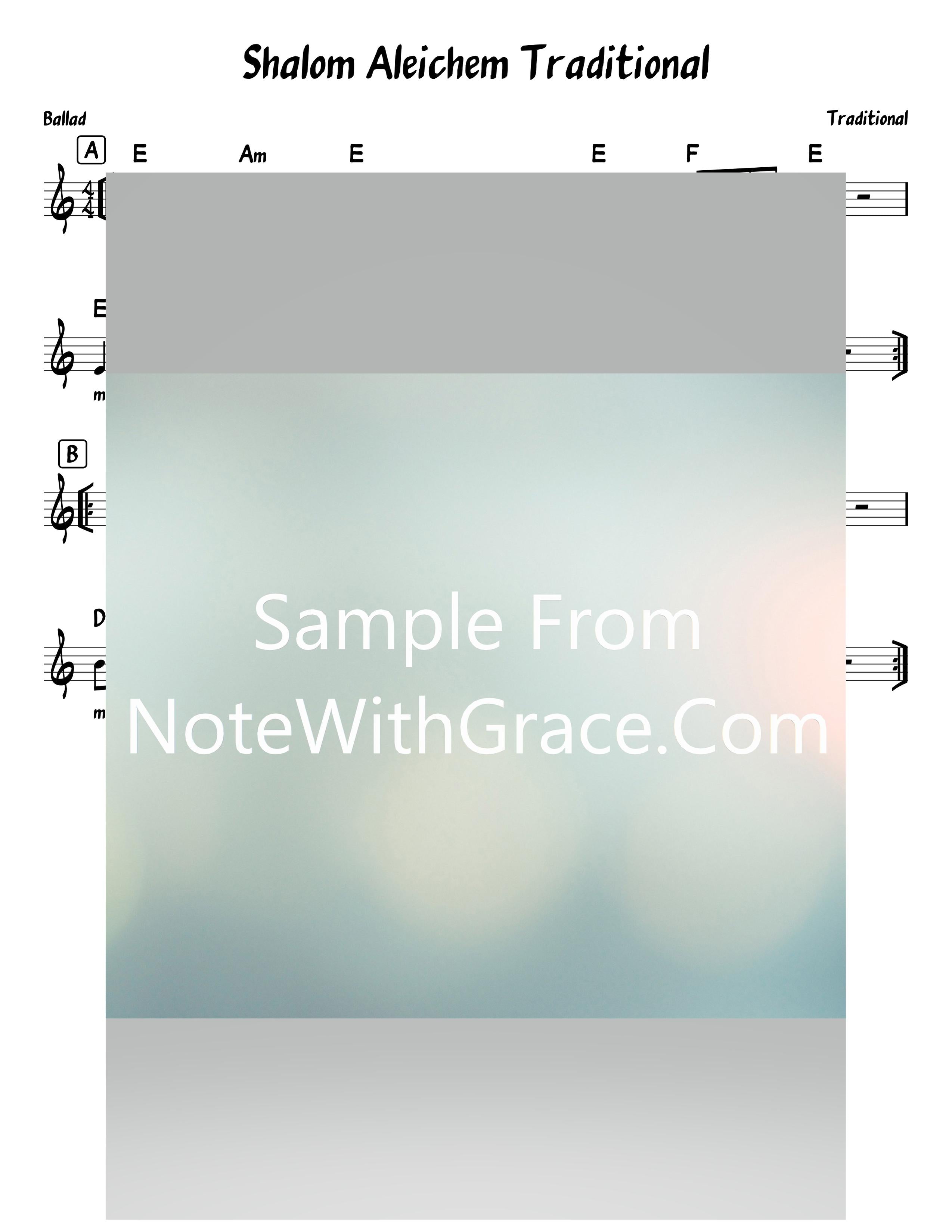 Shalom Aleichem - שלום עליכם Traditional Lead Sheet (Traditional - World)-Sheet music-NoteWithGrace.com