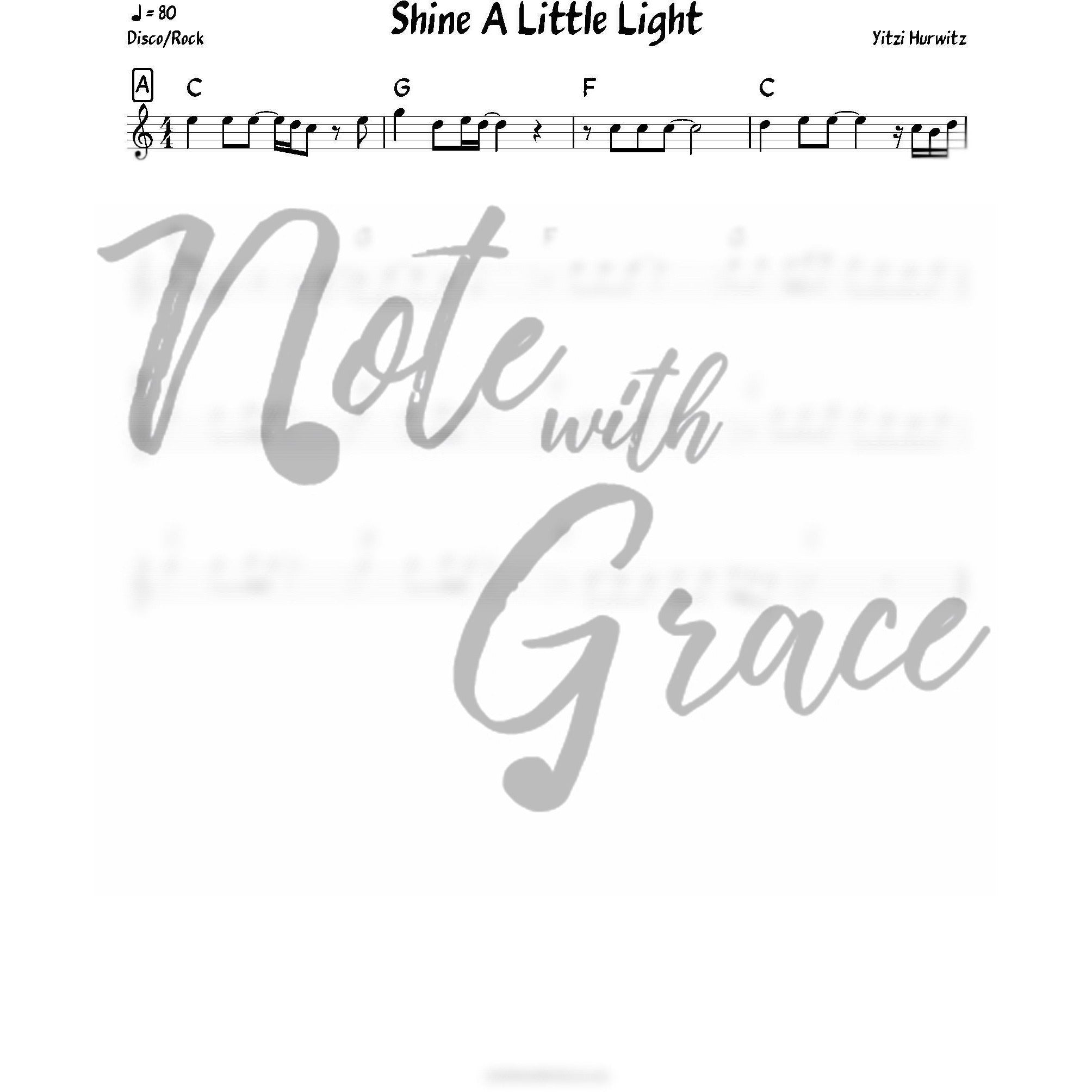 Shine A Little Light Lead Sheet (Yitzi Hurwitz)-Sheet music-NoteWithGrace.com