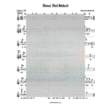 Shmoi Shel Melech Lead Sheet (Menachem Moskowitz) Album: Shmoi Shel Melech-Sheet music-NoteWithGrace.com
