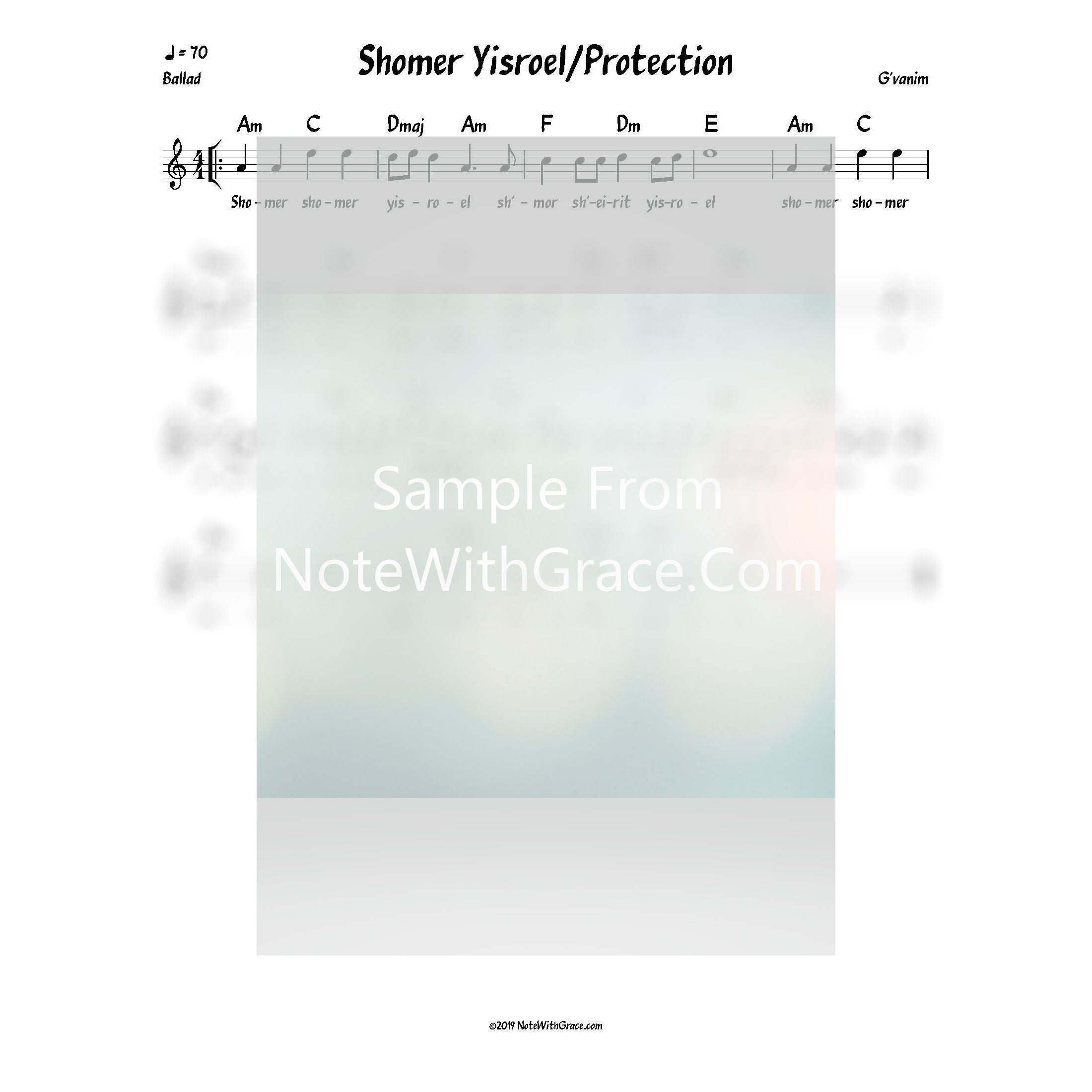 Shomer Yisrael - Protection Lead Sheet (G'vanim) Album: Singing Before The Gates 2017-Sheet music-NoteWithGrace.com