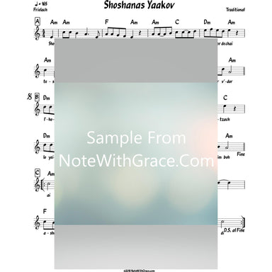 Shoshanas Yaakov Lead Sheet (Traditional) Purim-Sheet music-NoteWithGrace.com