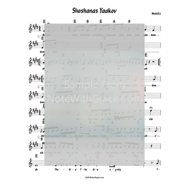 Shoshanas Yaakov Lead Sheet (Moditz) Purim-Sheet music-NoteWithGrace.com