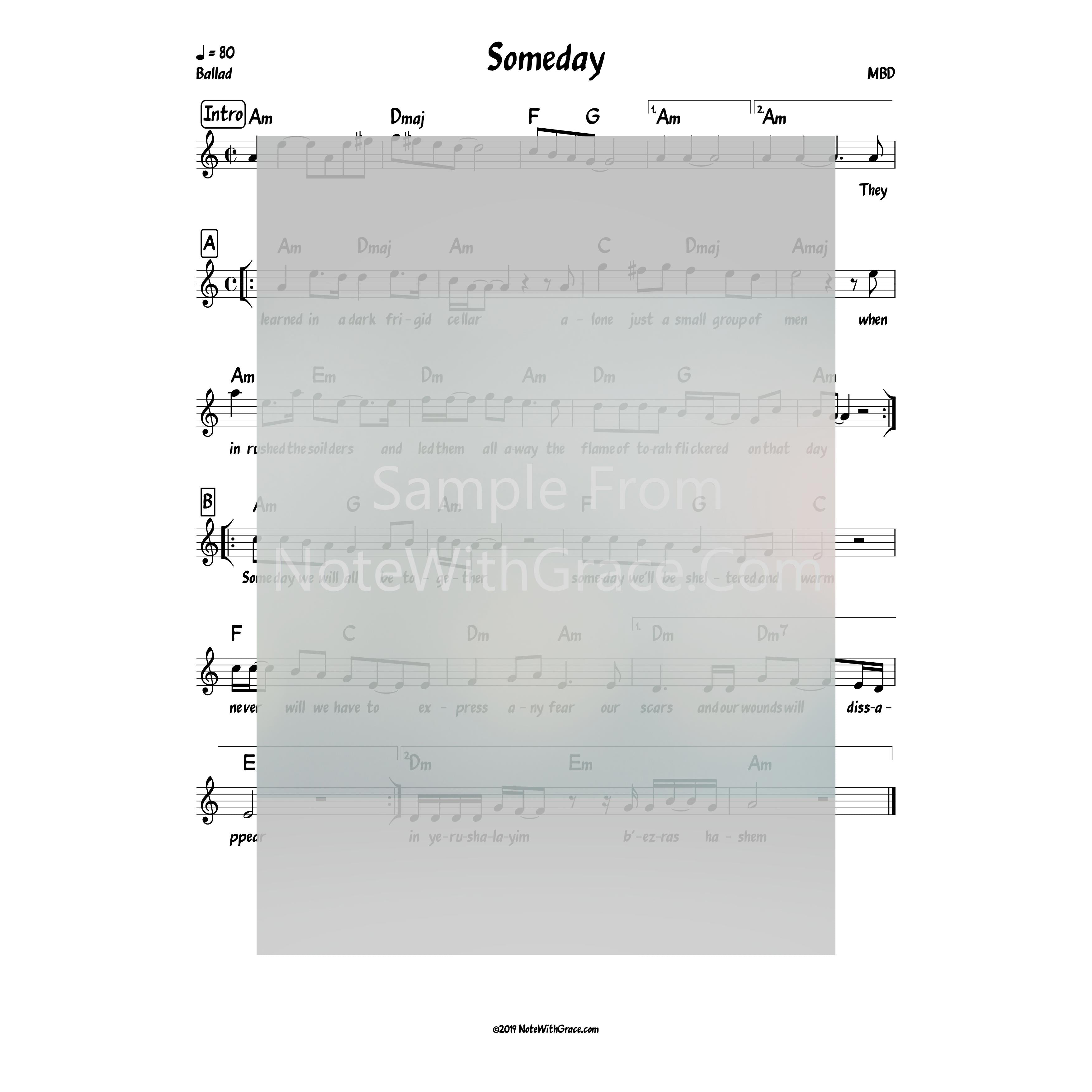 Someday Lead Sheet (MBD) Album Moshiach Released 1998-Sheet music-NoteWithGrace.com