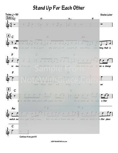 Stand Up For Each Other Lead Sheet (Simchah Leiner) Official Music Video-Sheet music-NoteWithGrace.com