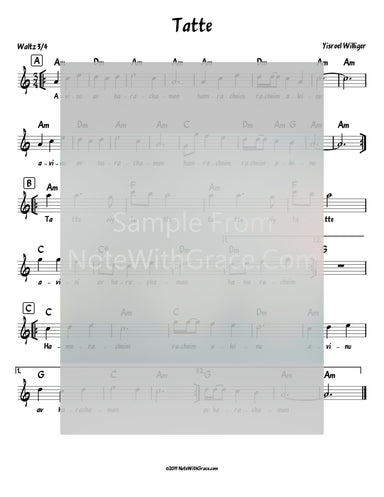 Tatte Lead Sheet (Yisroel Williger) The Voice of a New Generation - 1995-Sheet music-NoteWithGrace.com