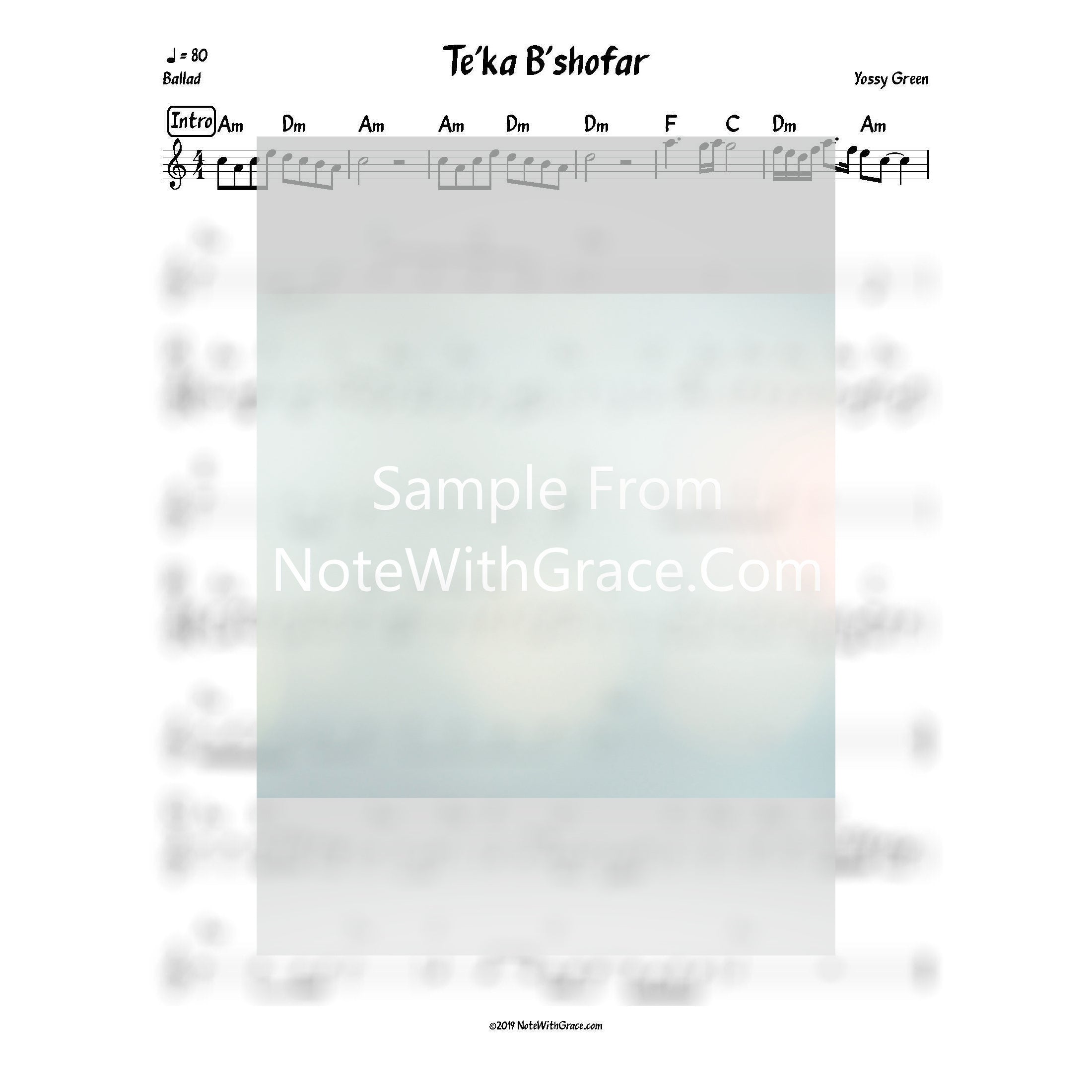 Tekah B'shofar Lead Sheet (Yossy Green) Shades Of Green 3 (2012)-Sheet music-NoteWithGrace.com