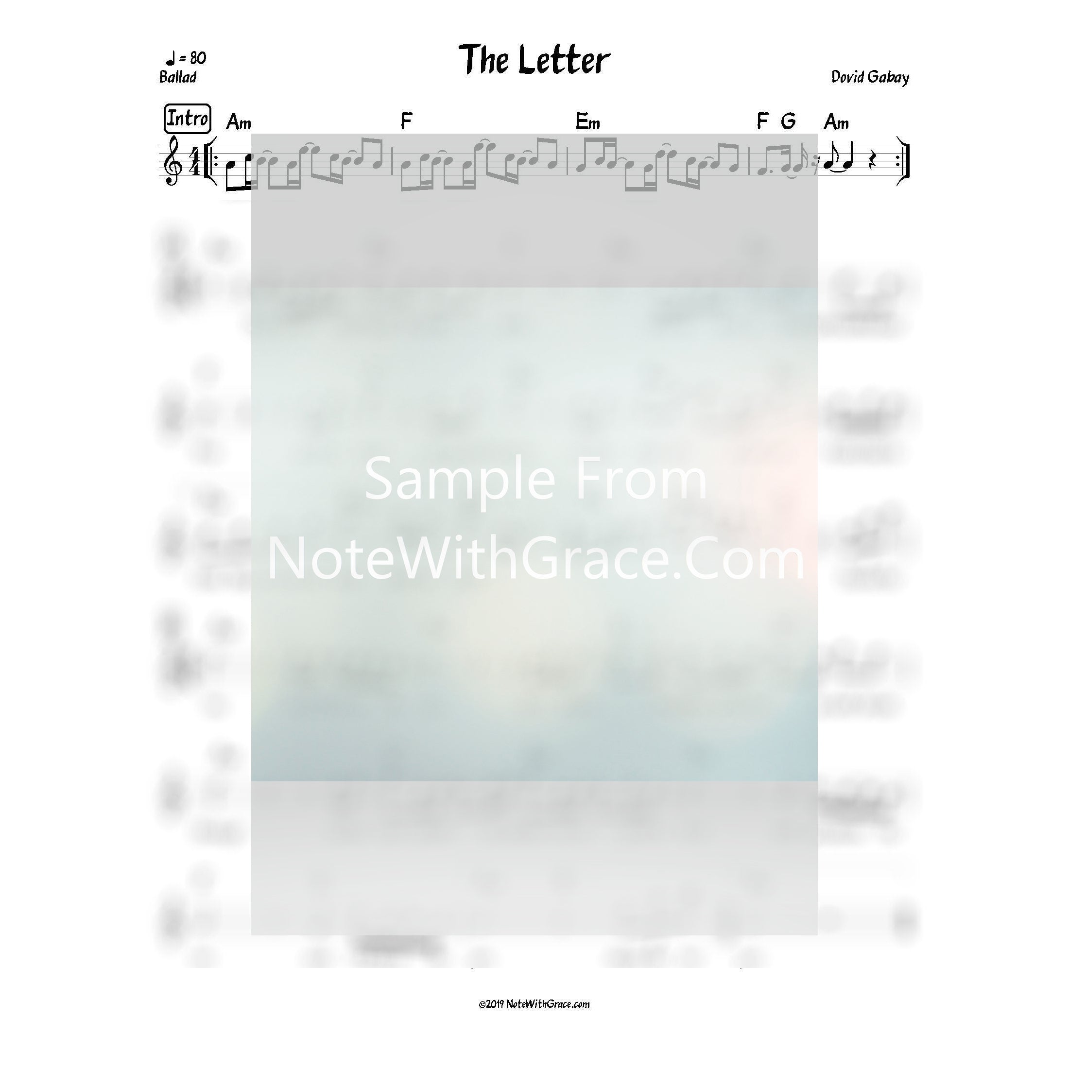 The Letter - Daven For You Lead Sheet (Dovid Gabay) Album: Omar Dovid-Sheet music-NoteWithGrace.com