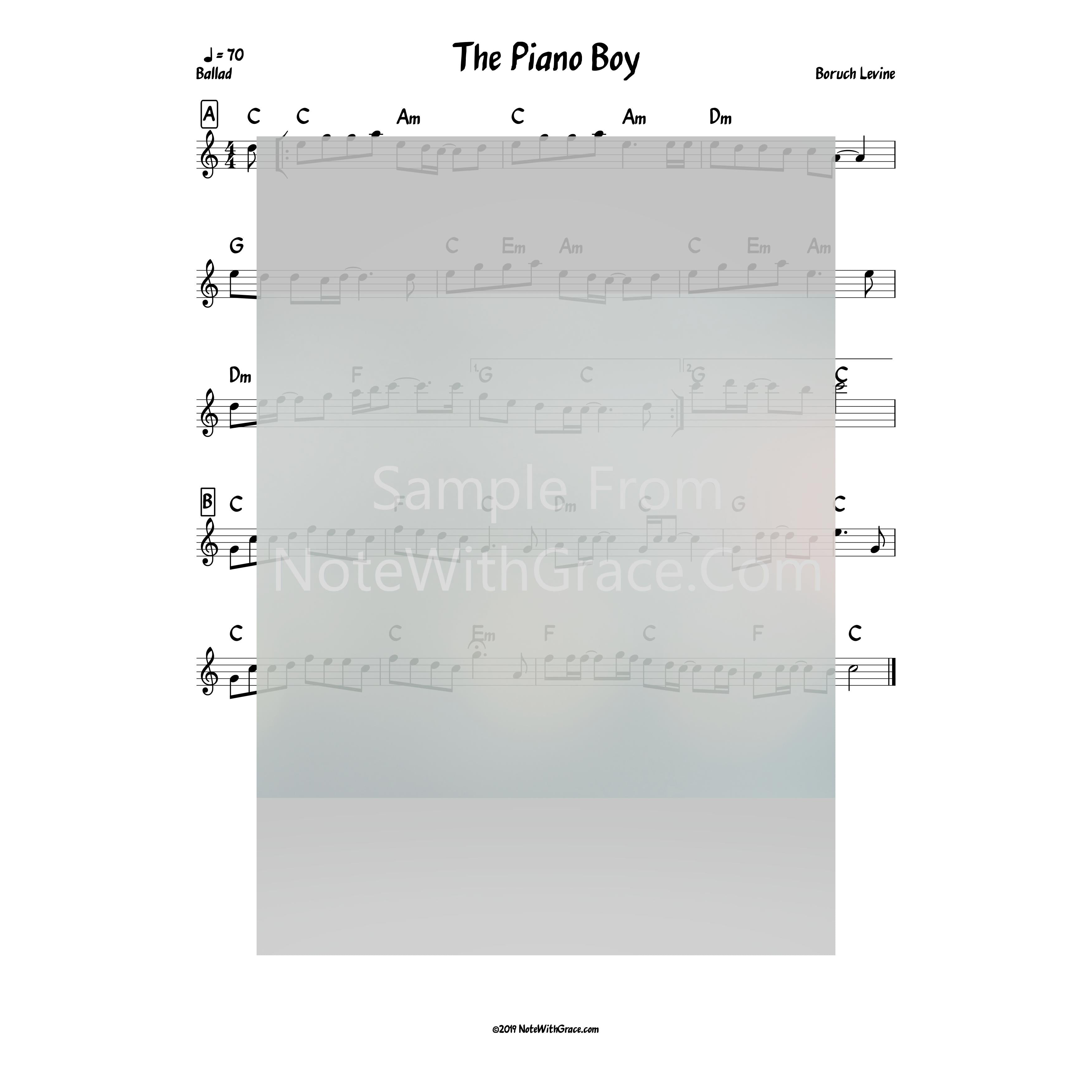 The Piano Boy Lead Sheet (Boruch Levine) Album: Touched By a Niggun Released 2009-Sheet music-NoteWithGrace.com