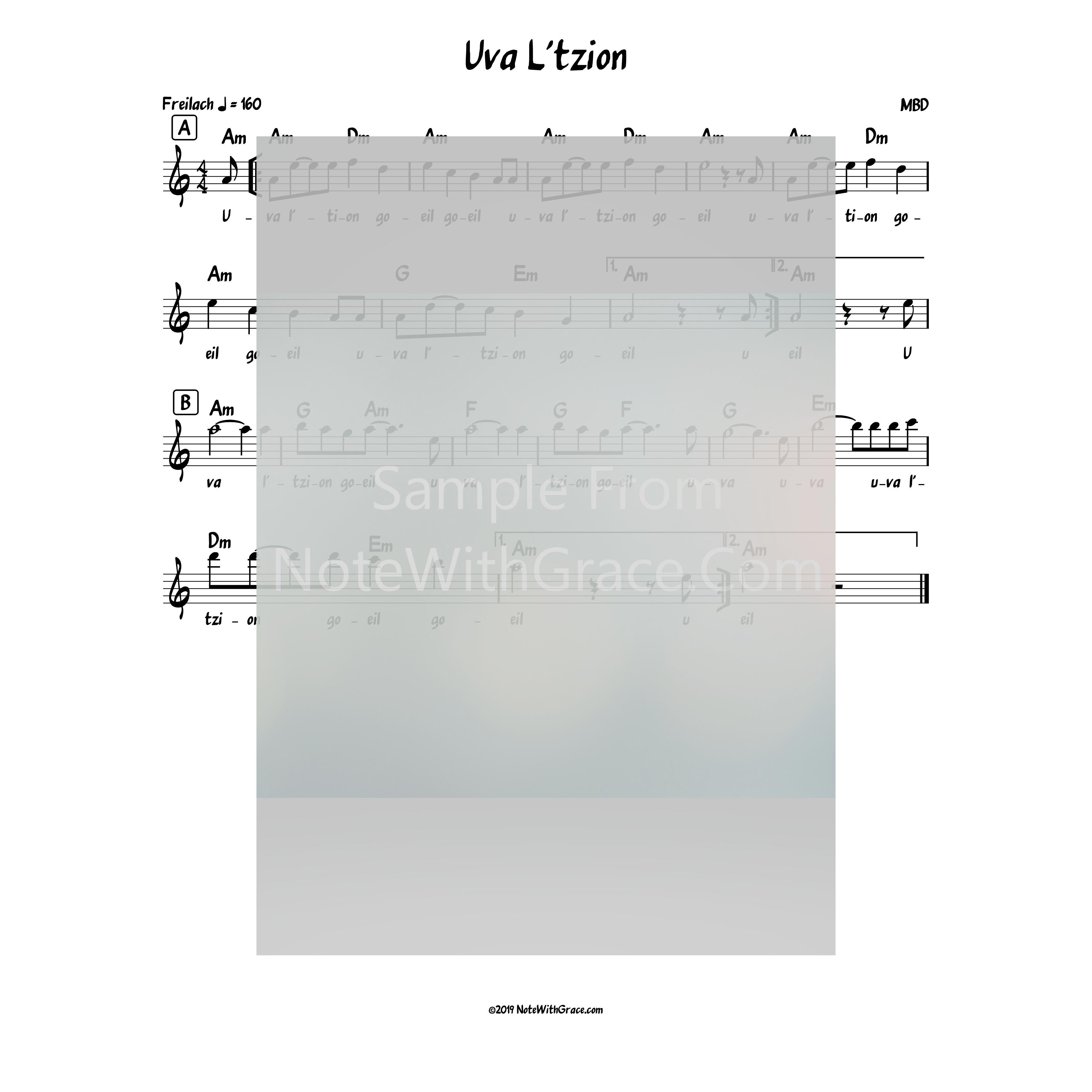Uva L'tzion Lead Sheet (MBD)-Sheet music-NoteWithGrace.com