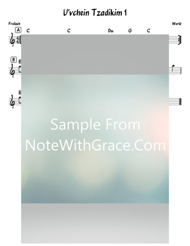 Uv'chein Tzadikim 1 Lead Sheet (Traditional)-Sheet music-NoteWithGrace.com