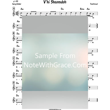 V'hi Sheomdoh Lead Sheet (Traditional)-Sheet music-NoteWithGrace.com