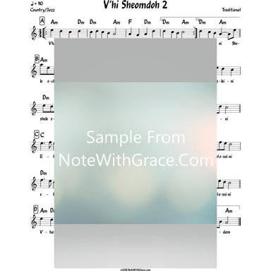 V'hi Sheomdoh 2 Lead Sheet (Traditional)-Sheet music-NoteWithGrace.com