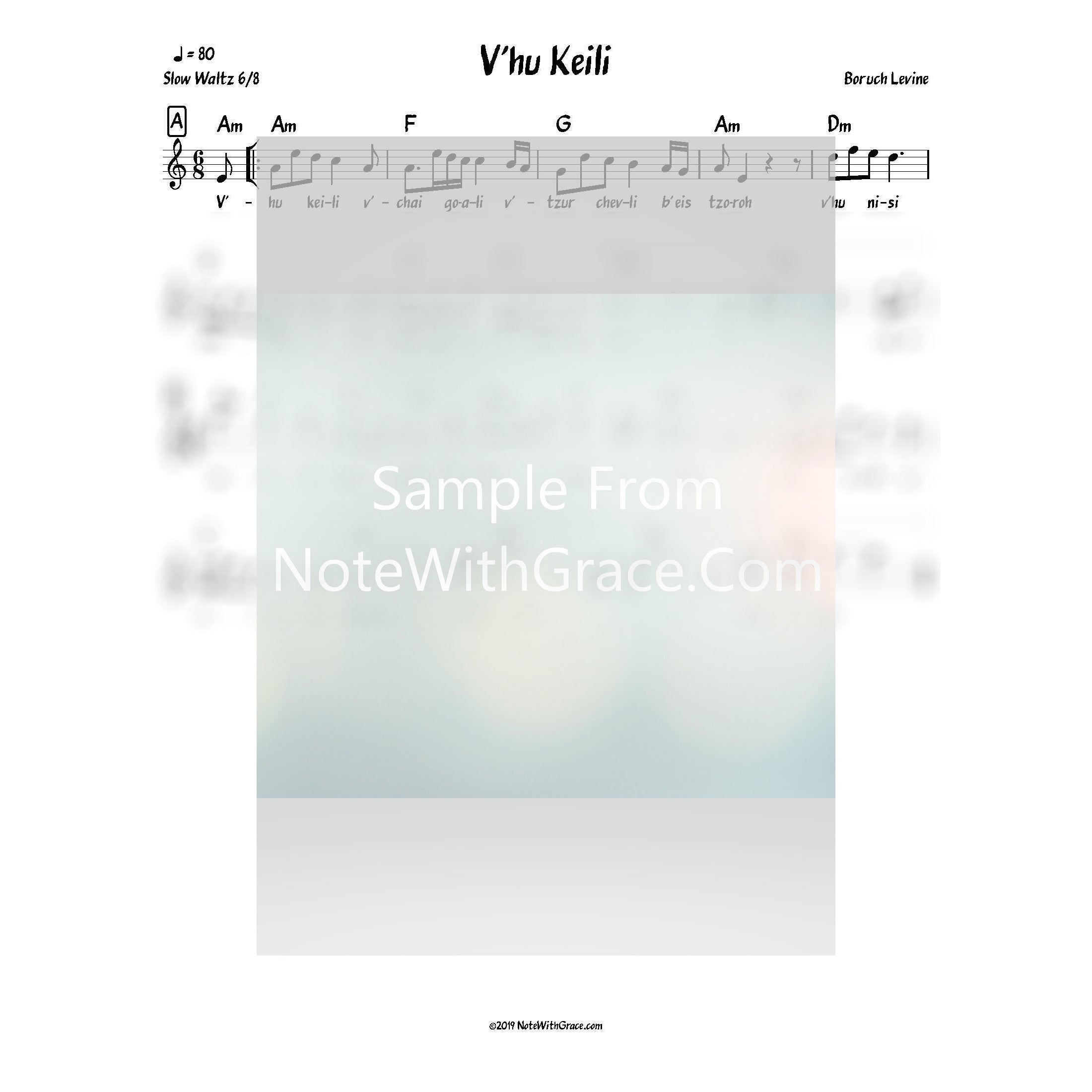 V'hu Keili Lead Sheet (Boruch Levine)-Sheet music-NoteWithGrace.com