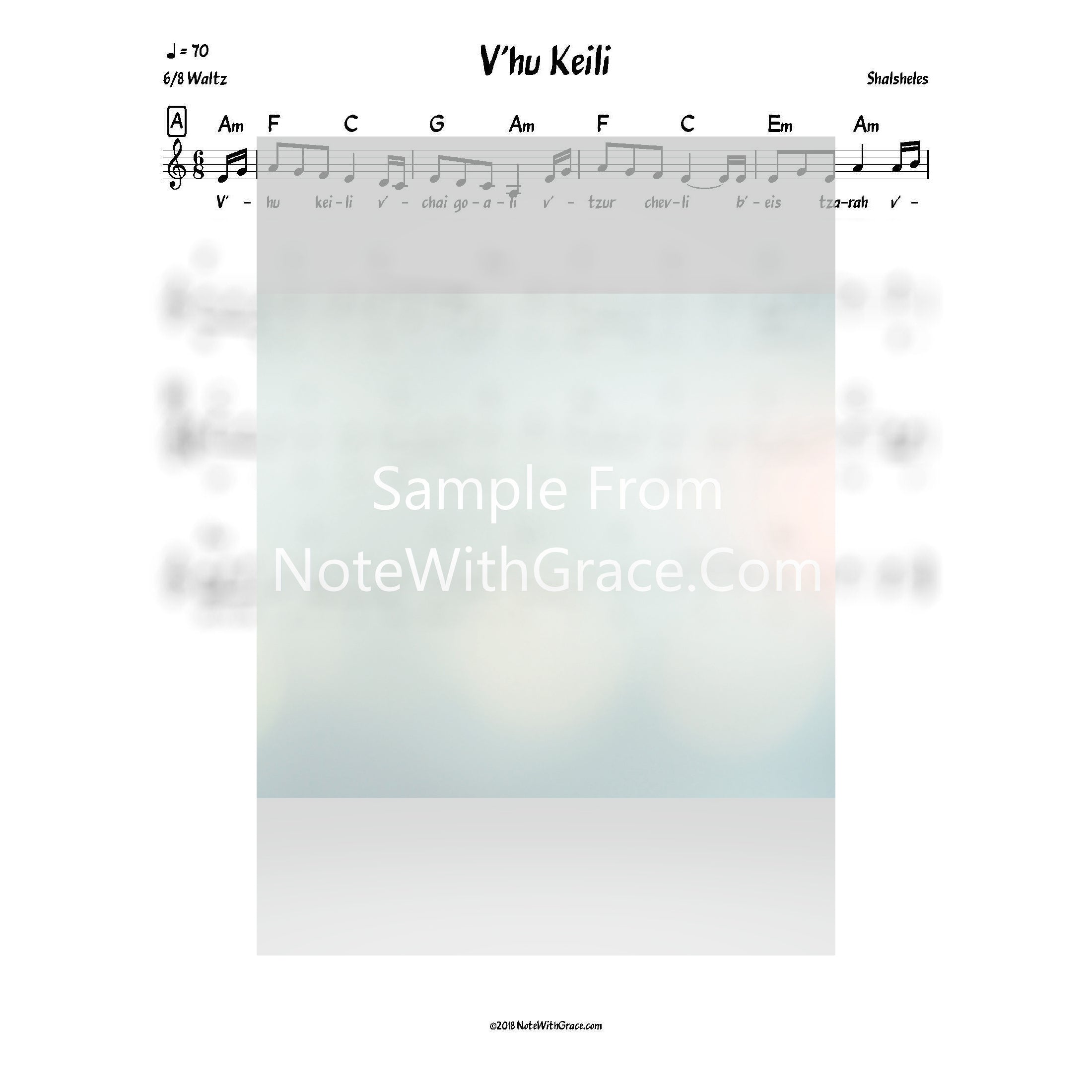 V'hu Keili Lead Sheet (Shalsheles) We’re Coming Home Released 2018-Sheet music-NoteWithGrace.com