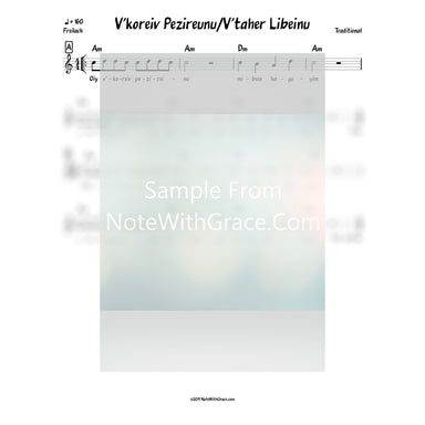 V'koreiv Pezireinu/V'taher Libeinu Lead Sheet (Traditional)-Sheet music-NoteWithGrace.com