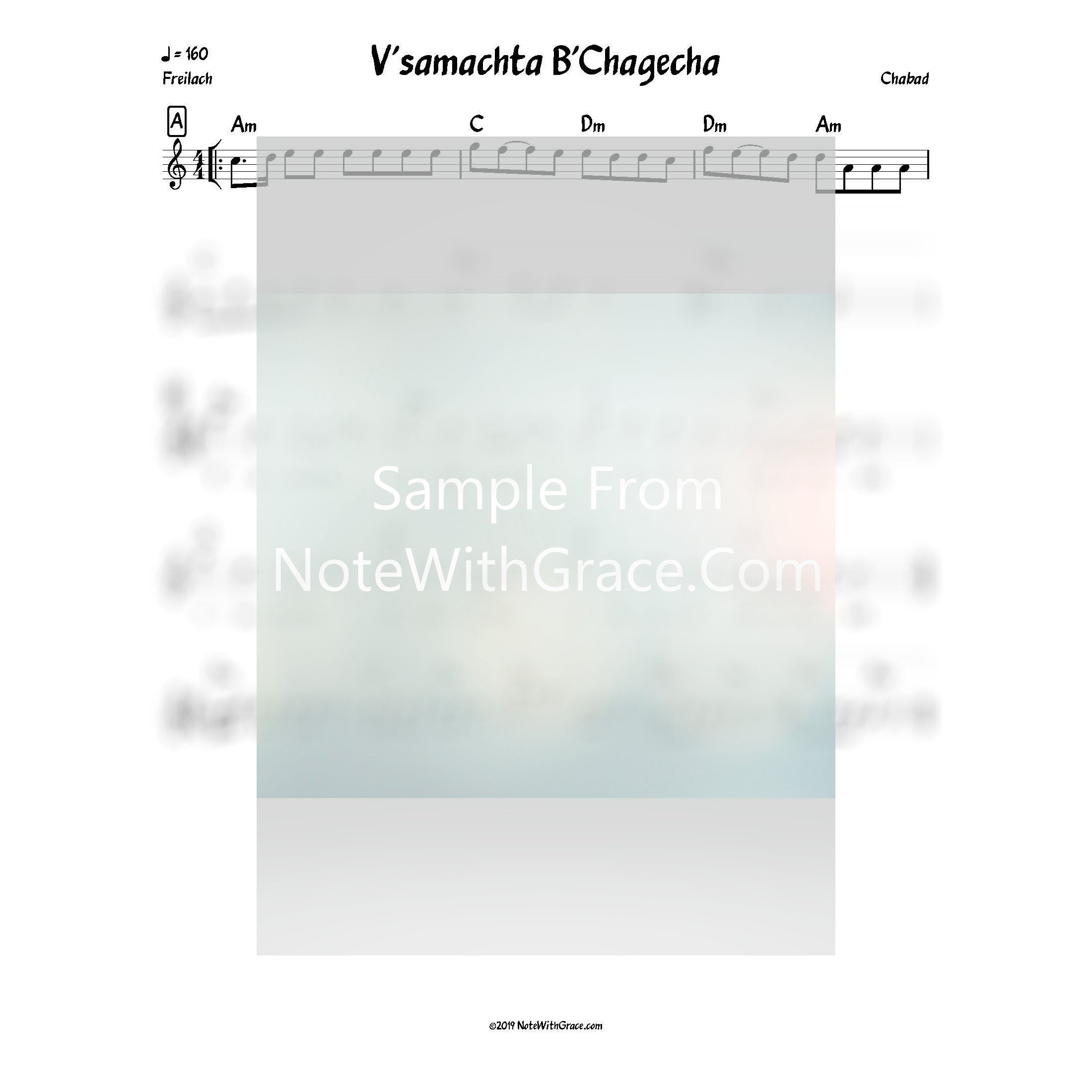 V'samachta B'chagecha 2 Lead Sheet (Chabad)-Sheet music-NoteWithGrace.com