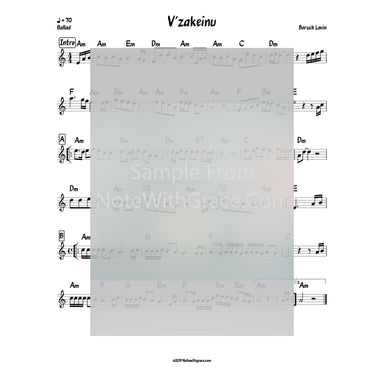 V'zakeini Lead Sheet (Boruch Levine) Album: Vezakeini 2016-Sheet music-NoteWithGrace.com