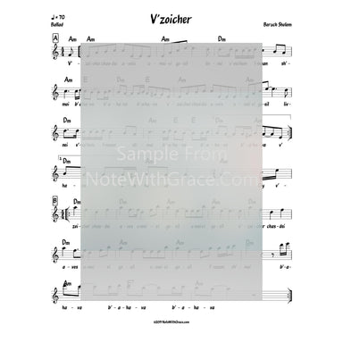 V'zoicher Lead Sheet (Boruch Sholom) Album: Hineni 2018-Sheet music-NoteWithGrace.com