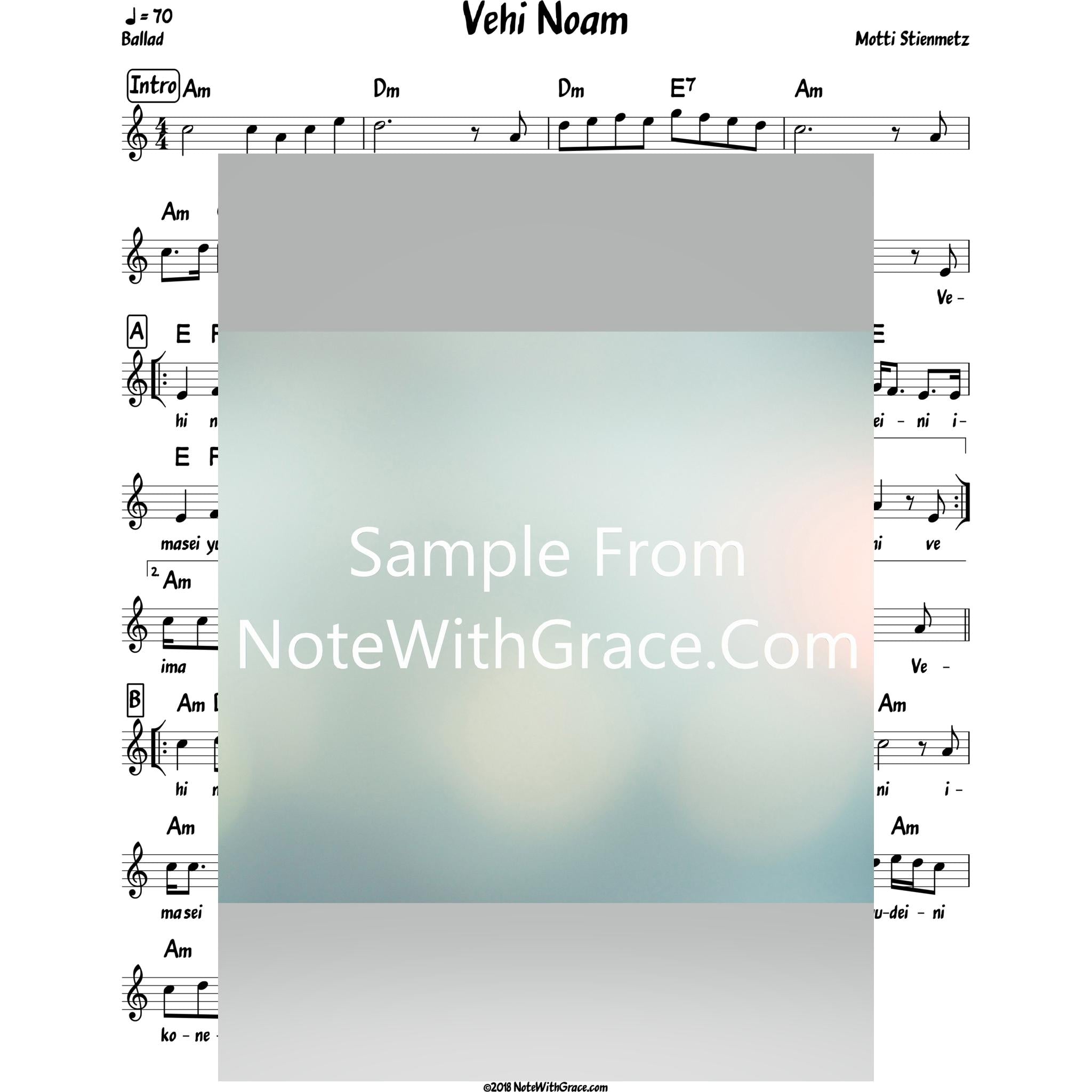 Vehi Noam Lead Sheet (Motty Steinmetz) Album: Haneshama Bekirbi-Sheet music-NoteWithGrace.com