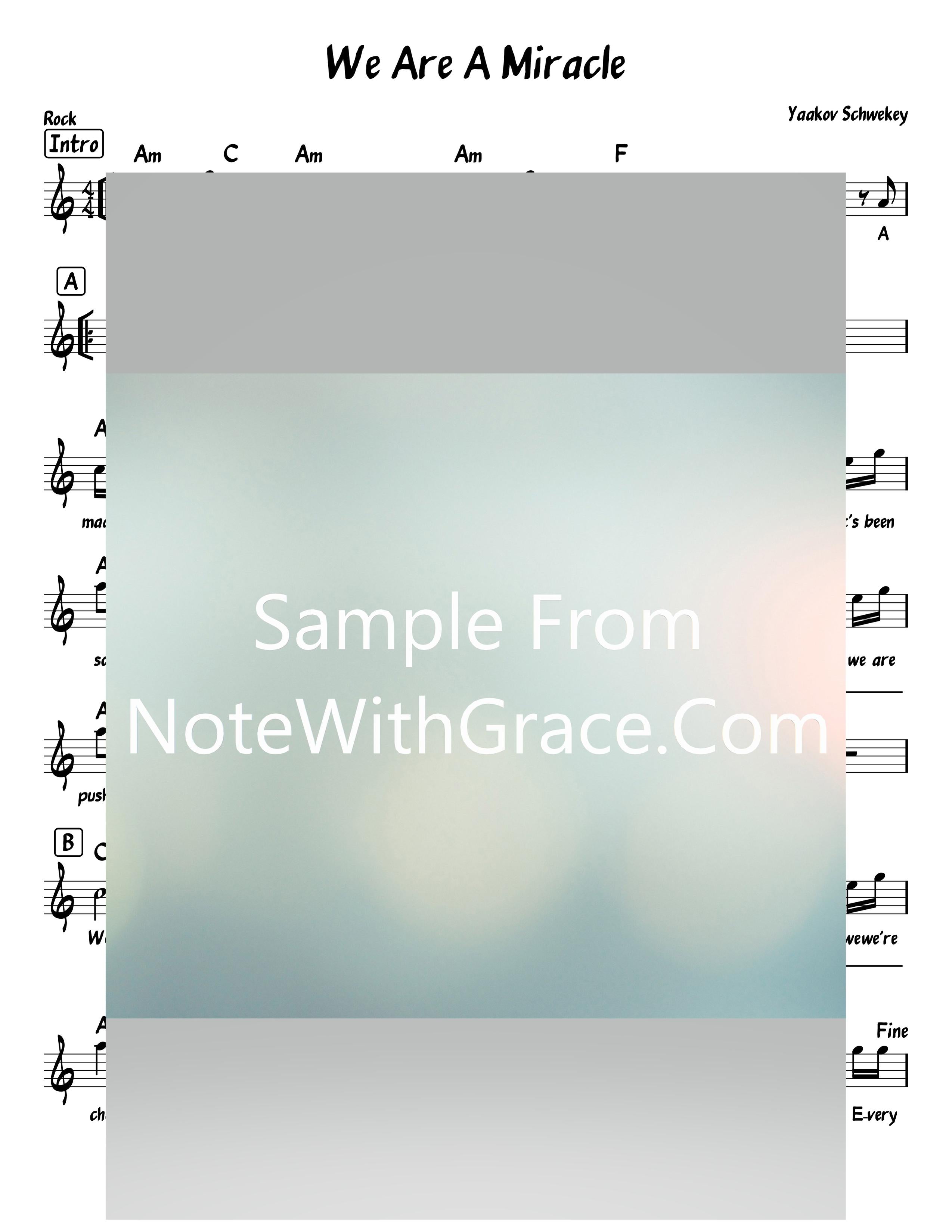 We Are A Miracle Lead Sheet (Yaakov Schwekey) Album: Single 2016-Sheet music-NoteWithGrace.com