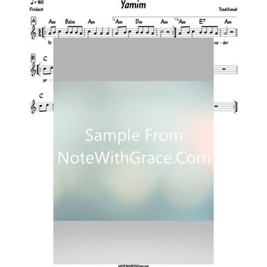 Yomim Lead Sheet (Traditional)-Sheet music-NoteWithGrace.com