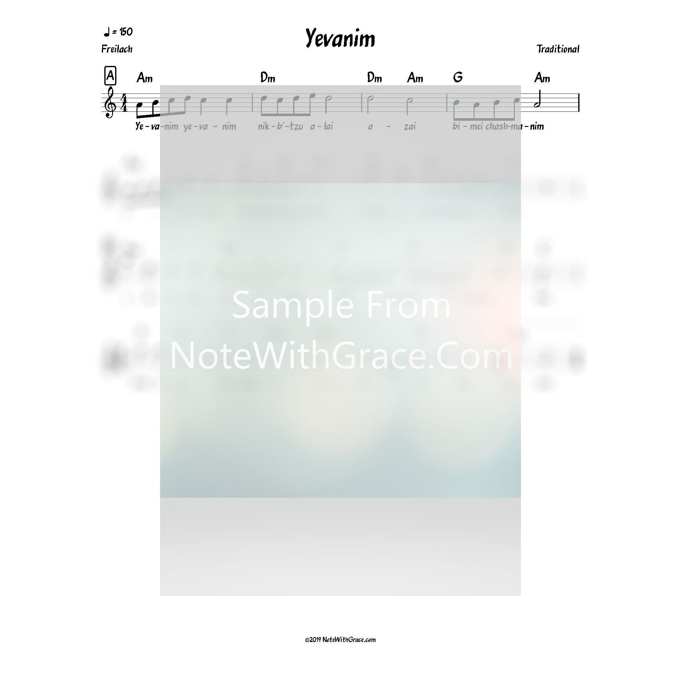 Yevanim 1 Lead Sheet (Traditional Chanukah)-Sheet music-NoteWithGrace.com